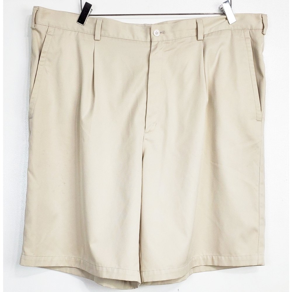 Nike golf mens 42 pleated chino shorts fit dry beige logo summer outdoor sports